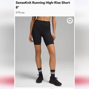 Lululemon SenseKnit high rise running short 8"